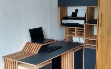 Bureau d'angle et rangements sur-mesure